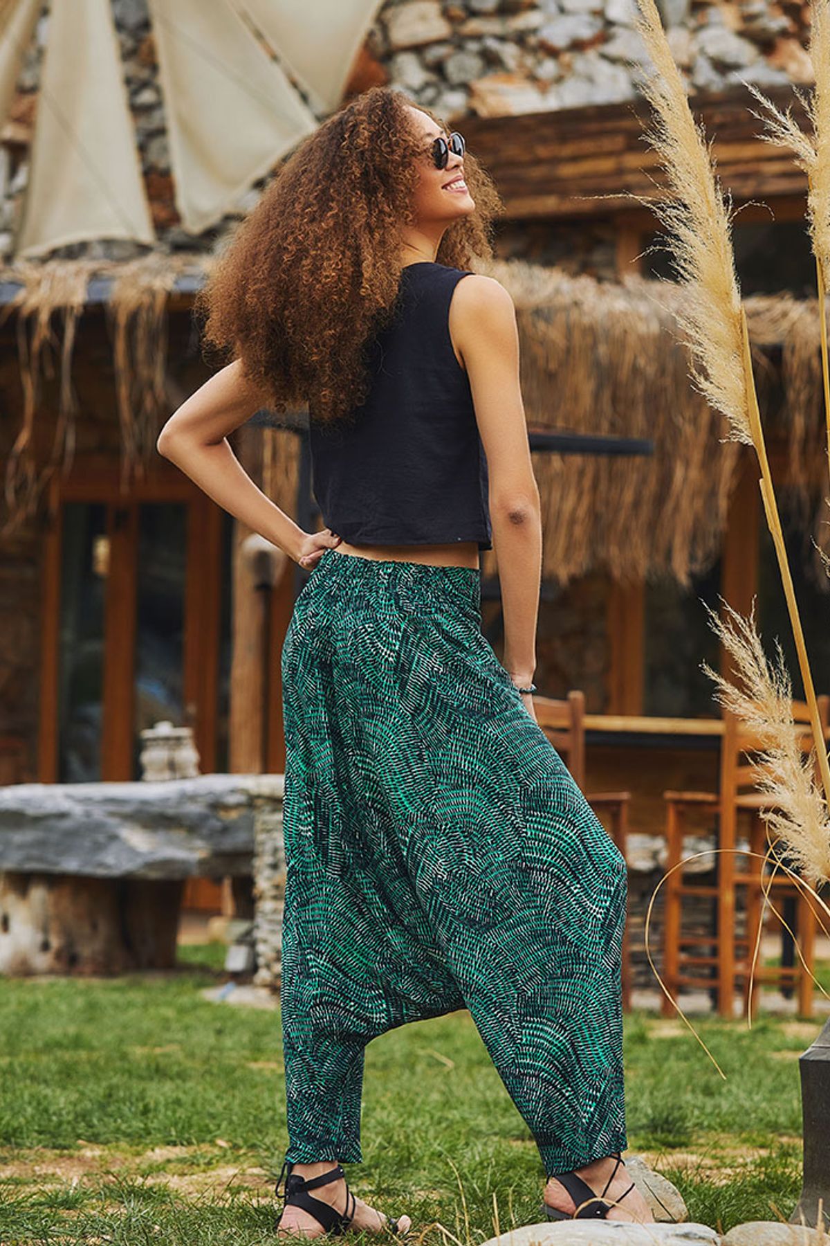 Women's Harem Pants with Pocket Green