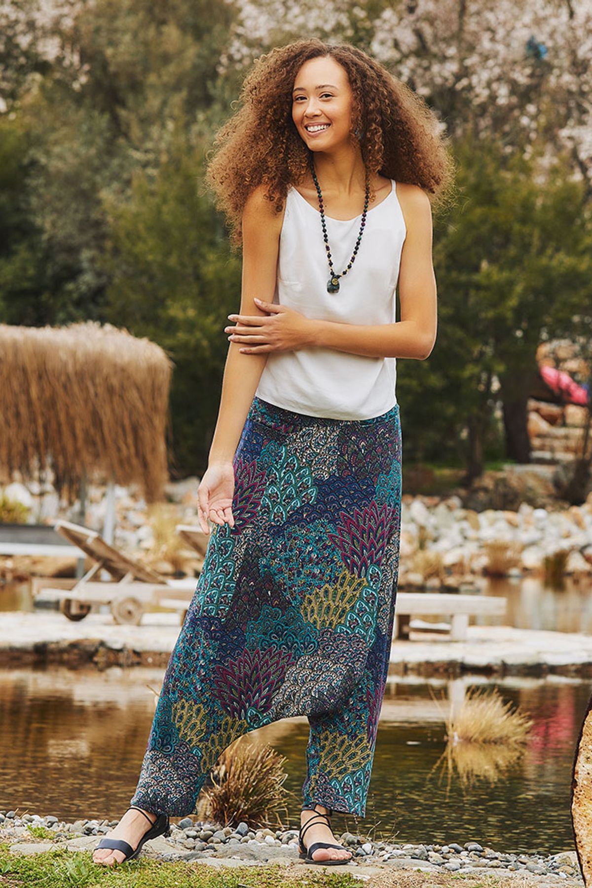 Women's Harem Pants with Pocket Turquoise