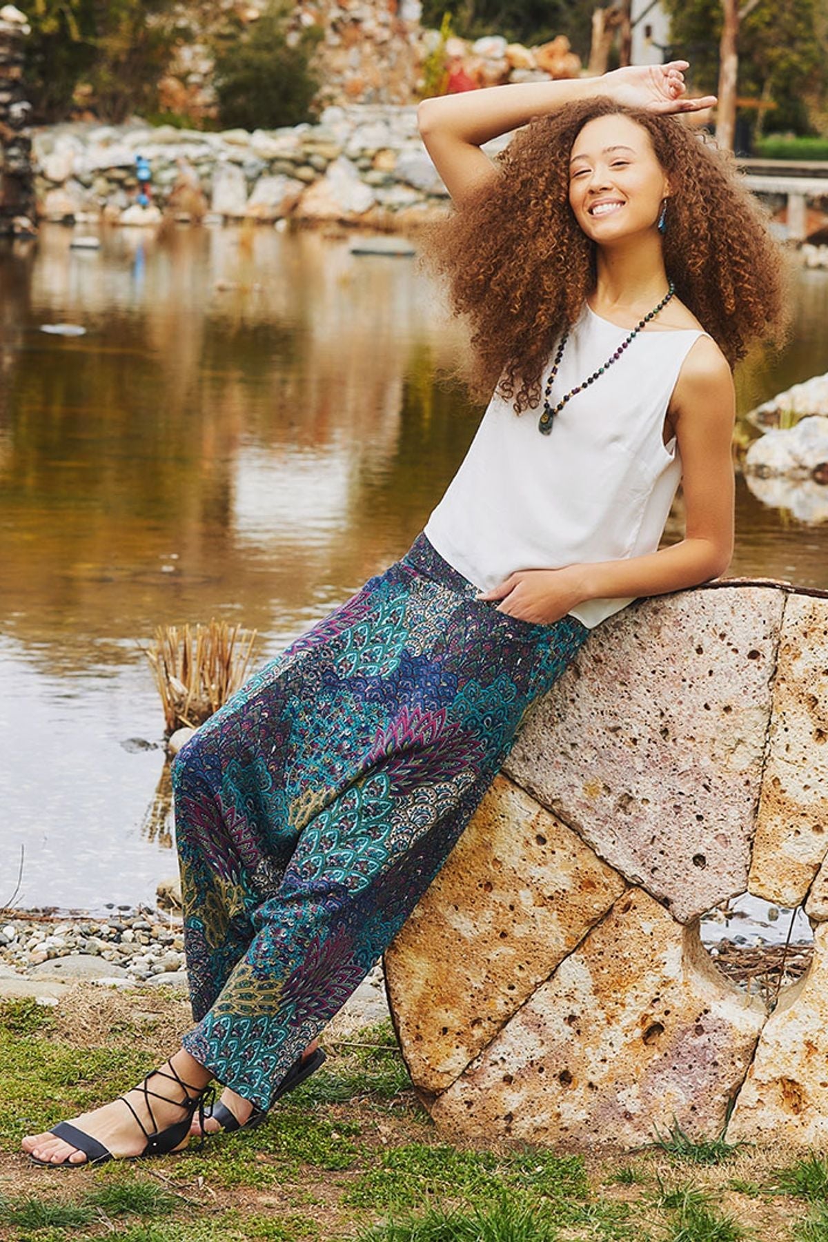 Women's Harem Pants with Pocket Turquoise