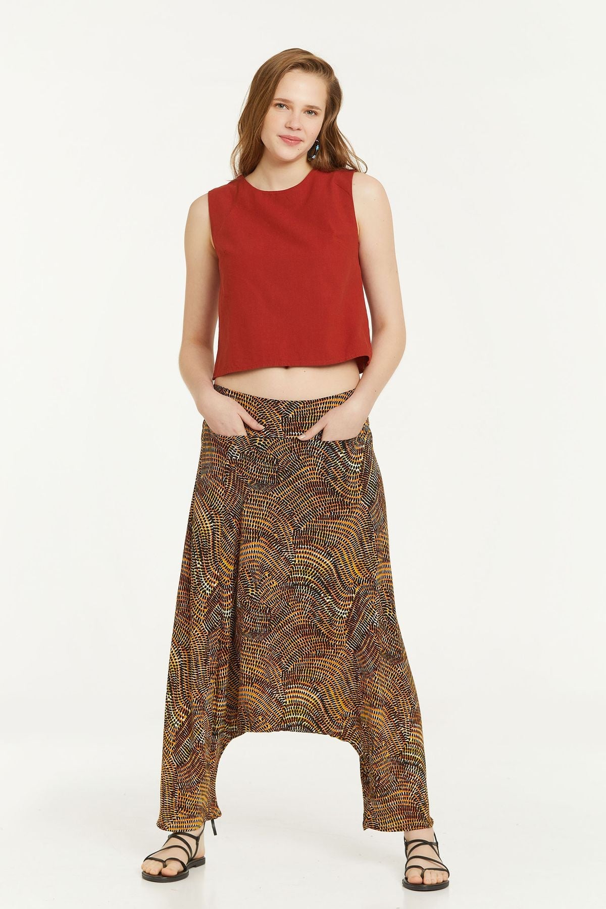Women's Harem Pants with Pocket Yellow