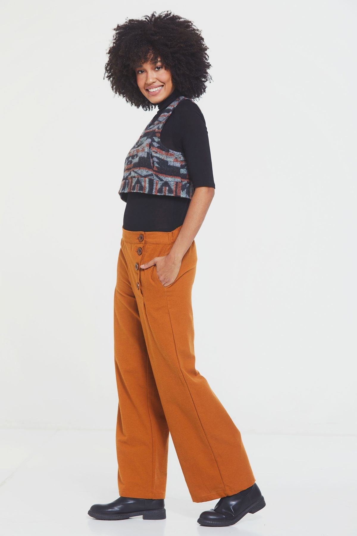 Women's Wide Leg Boho Pants Yellow