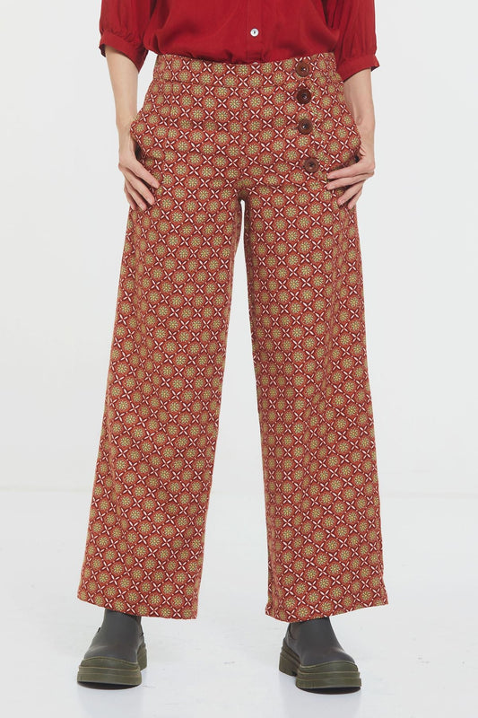 Women's Wide Leg Boho Pants Brown