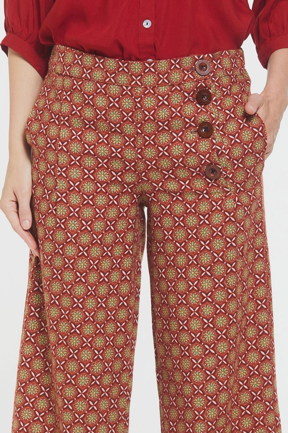 Women's Wide Leg Boho Pants Brown