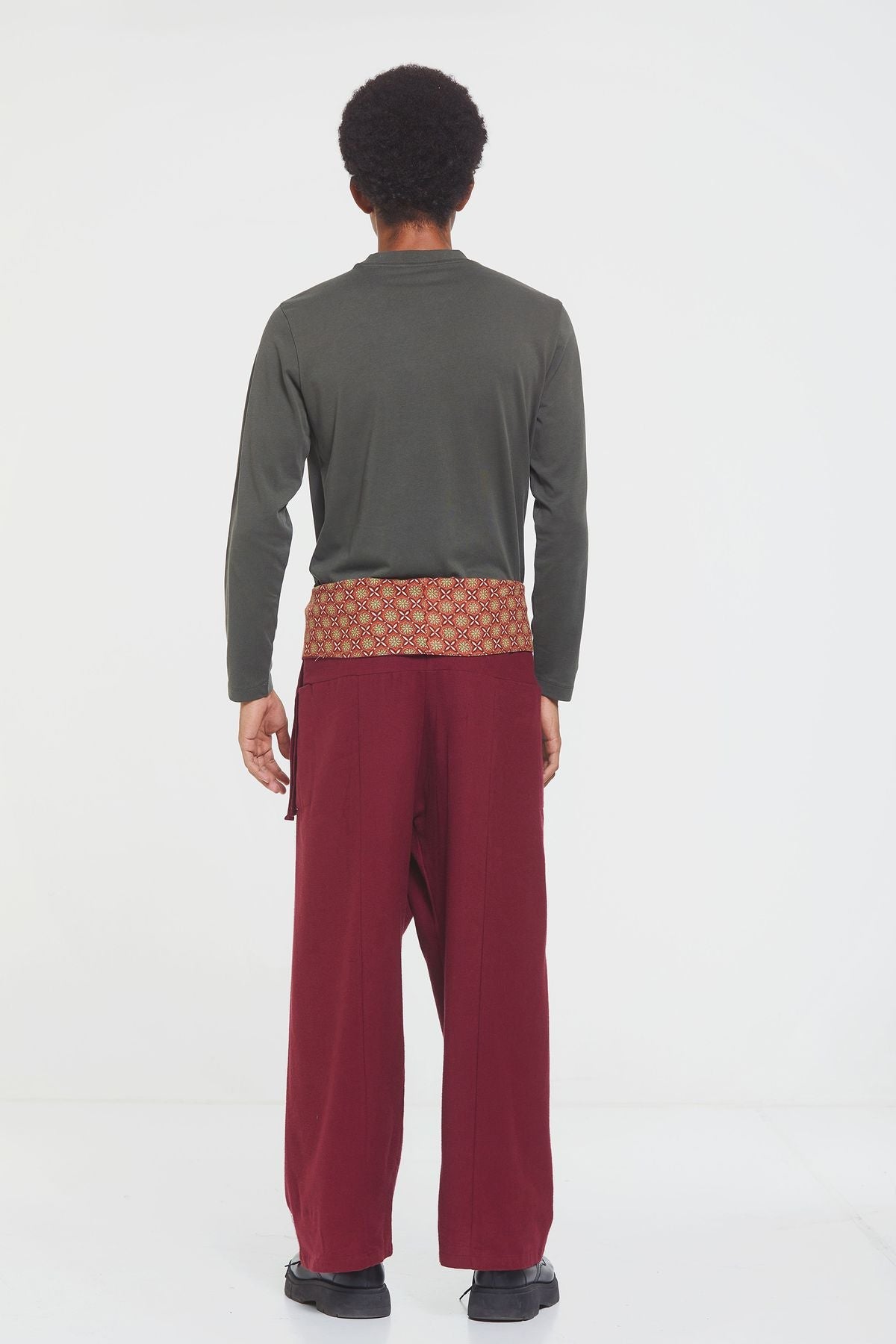 Unisex Warm Thai Fisherman Pants Dark Red