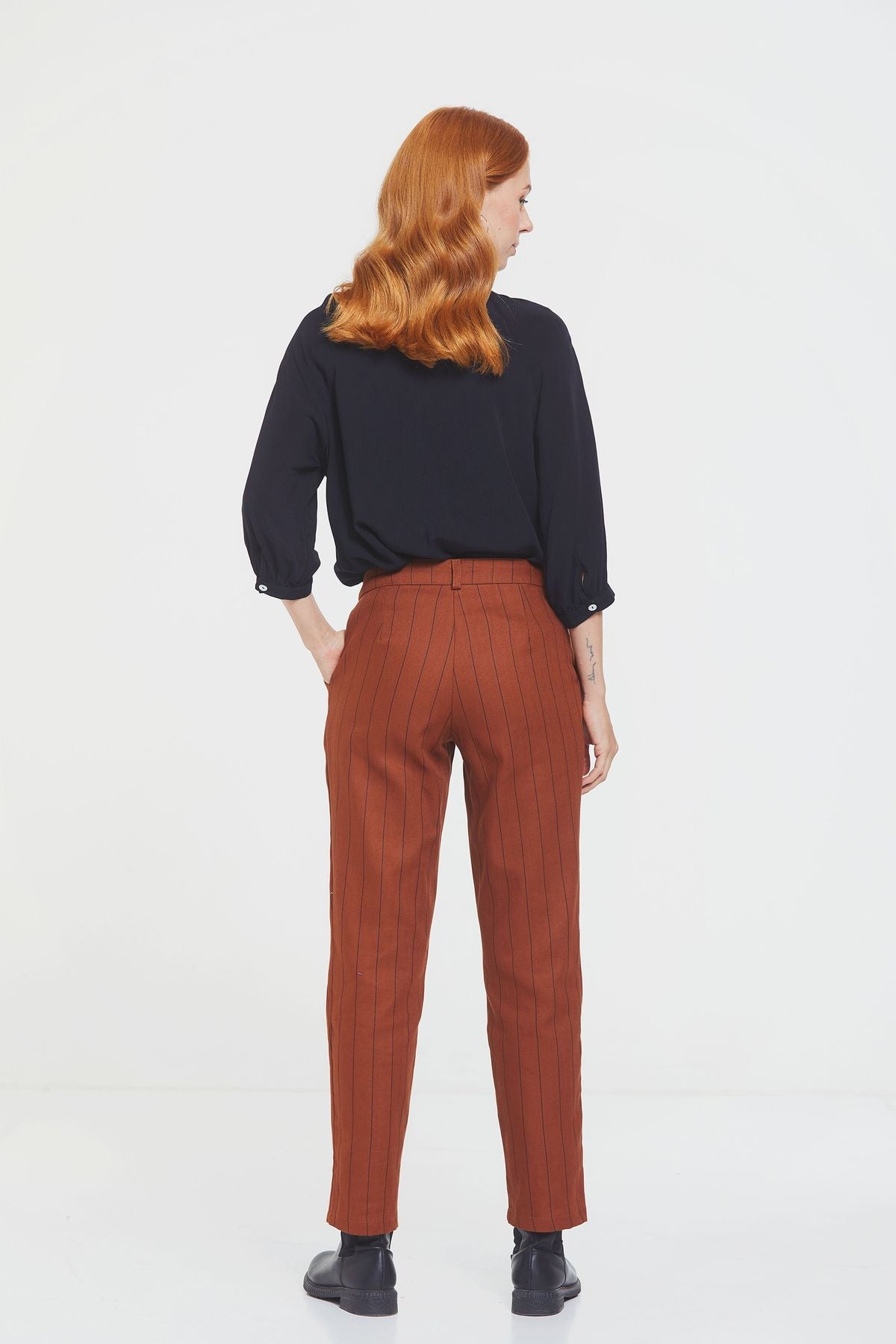Women's Striped Cotton Pants Orange
