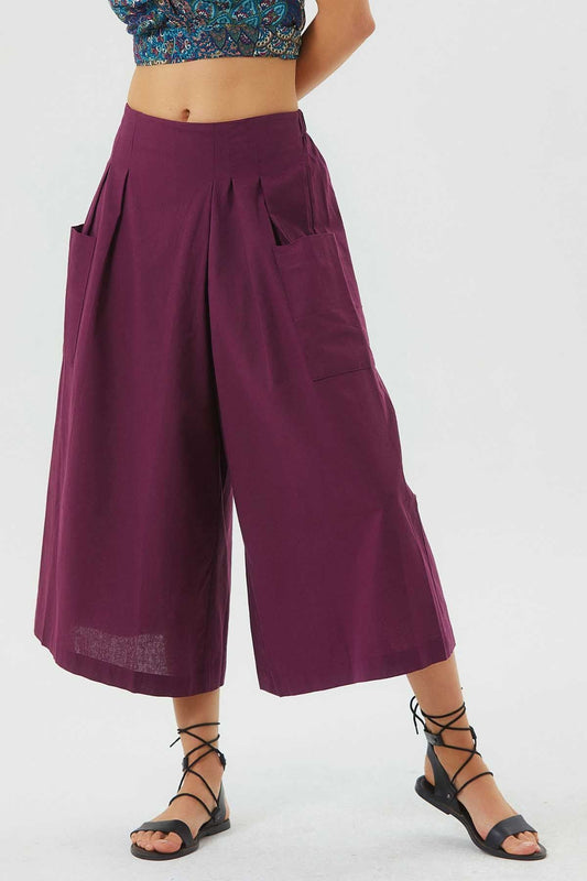 Three Quarter Skirt Pants Purple