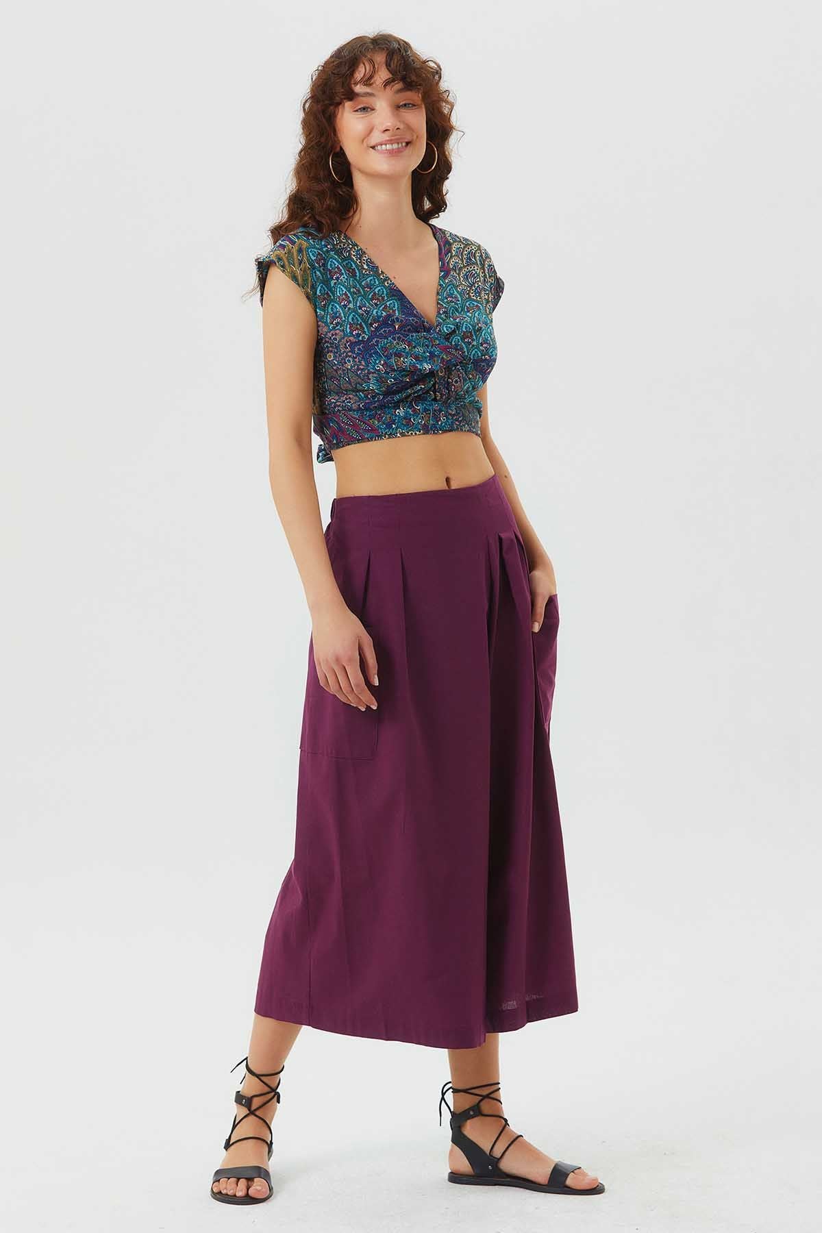 Three Quarter Skirt Pants Purple