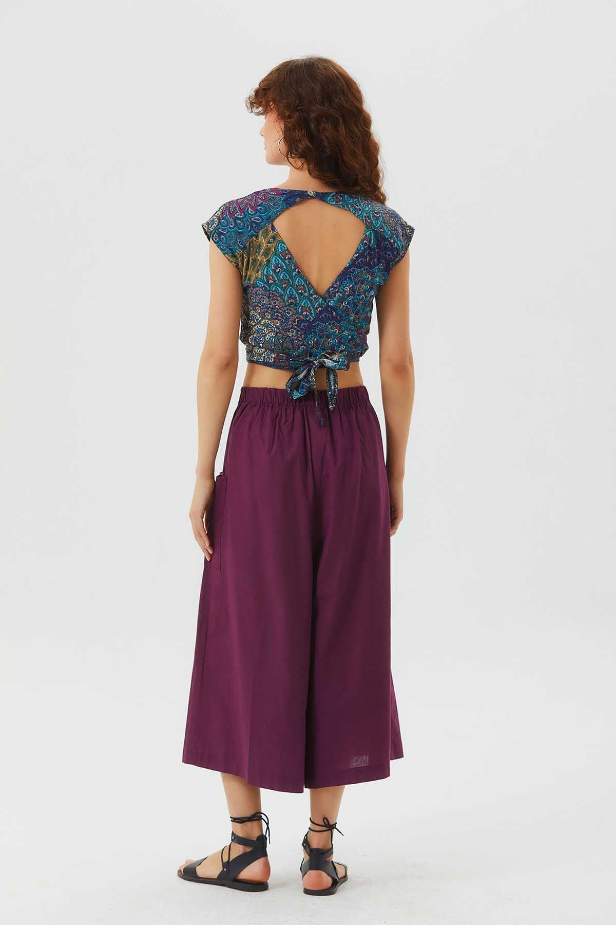 Three Quarter Skirt Pants Purple