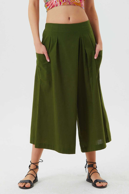 Three Quarter Skirt Pants Khaki
