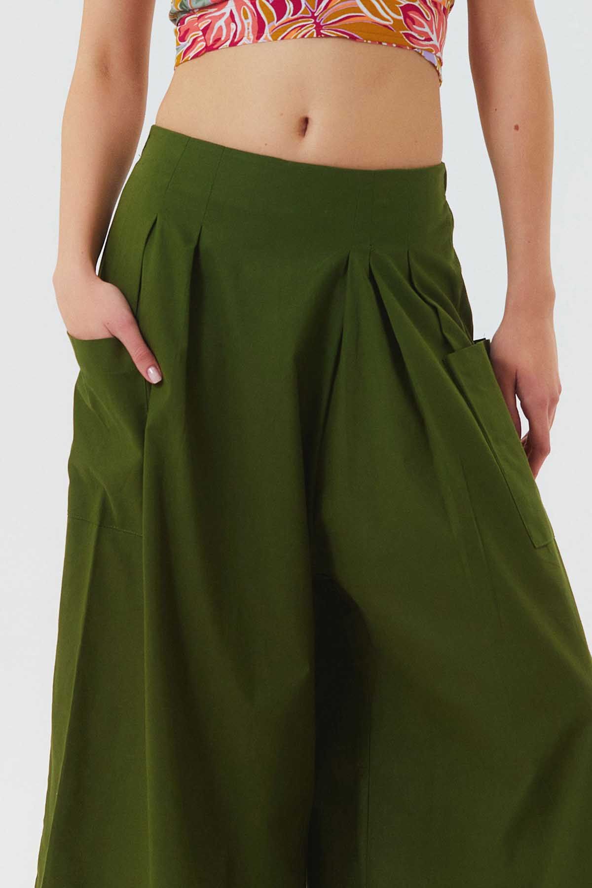 Three Quarter Skirt Pants Khaki