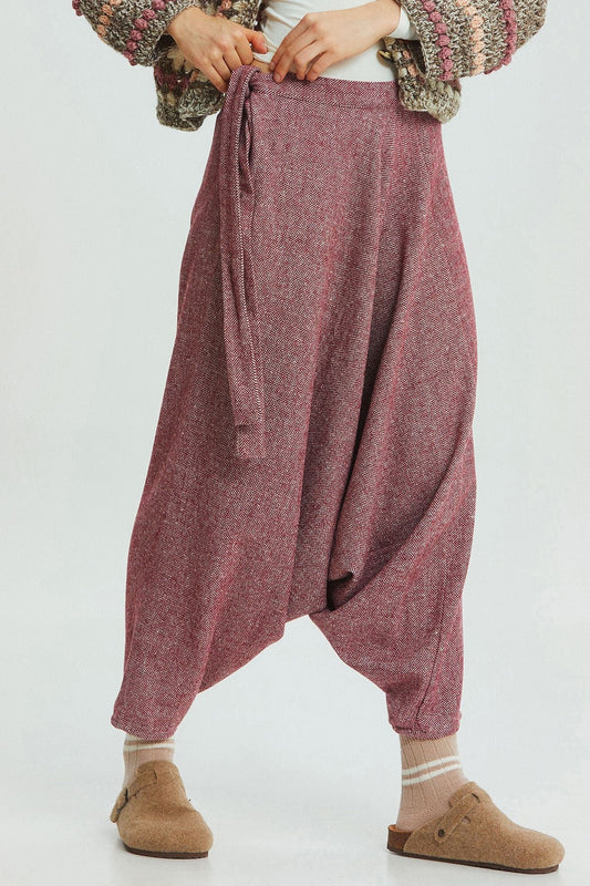 Winter Boho Harem Pants Red