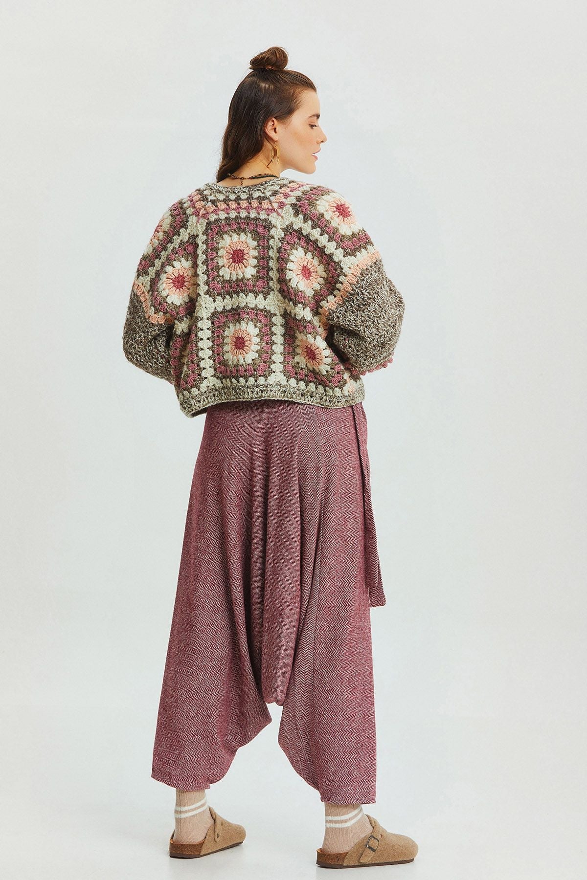 Winter Boho Harem Pants Red