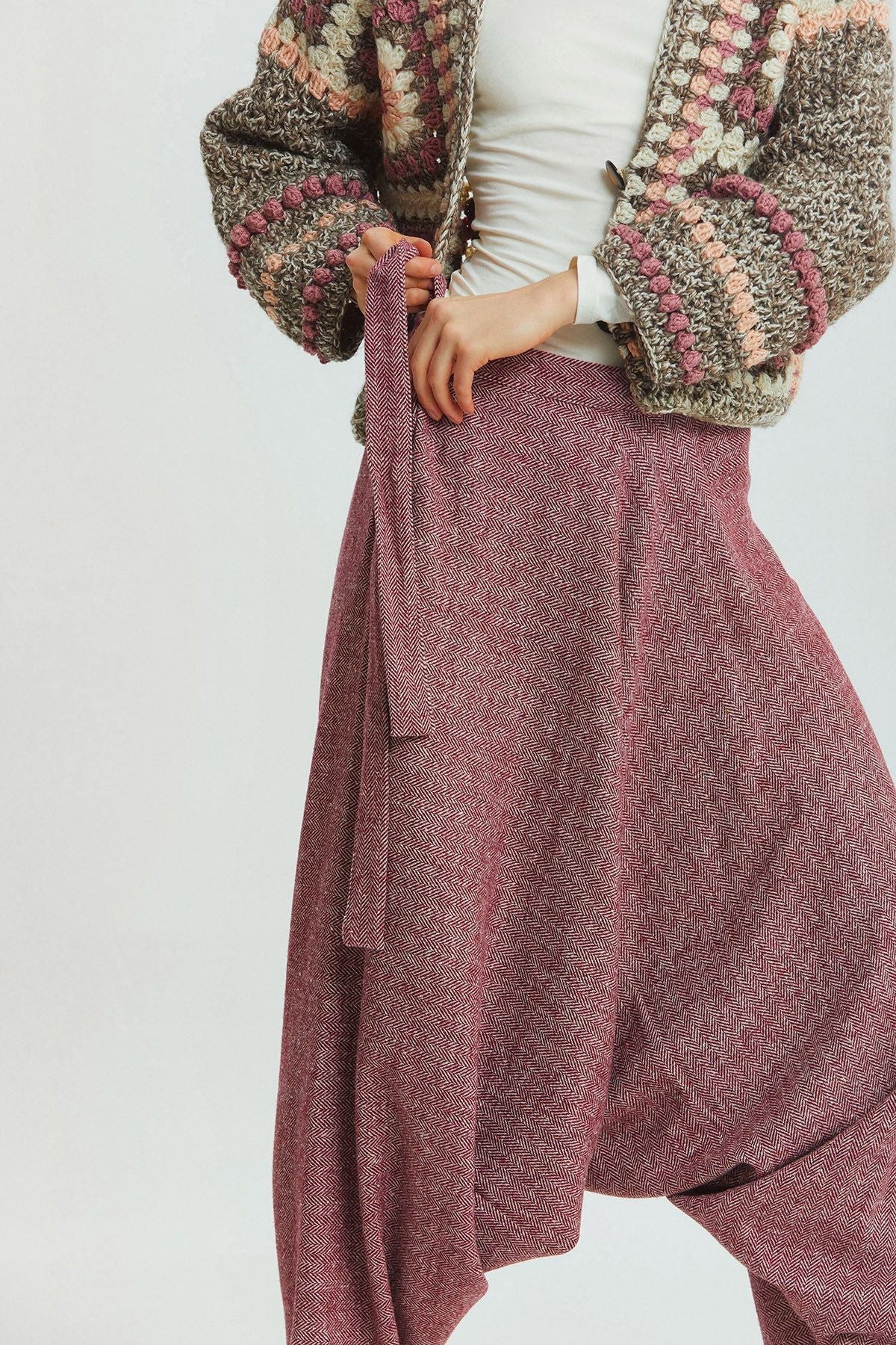 Winter Boho Harem Pants Red