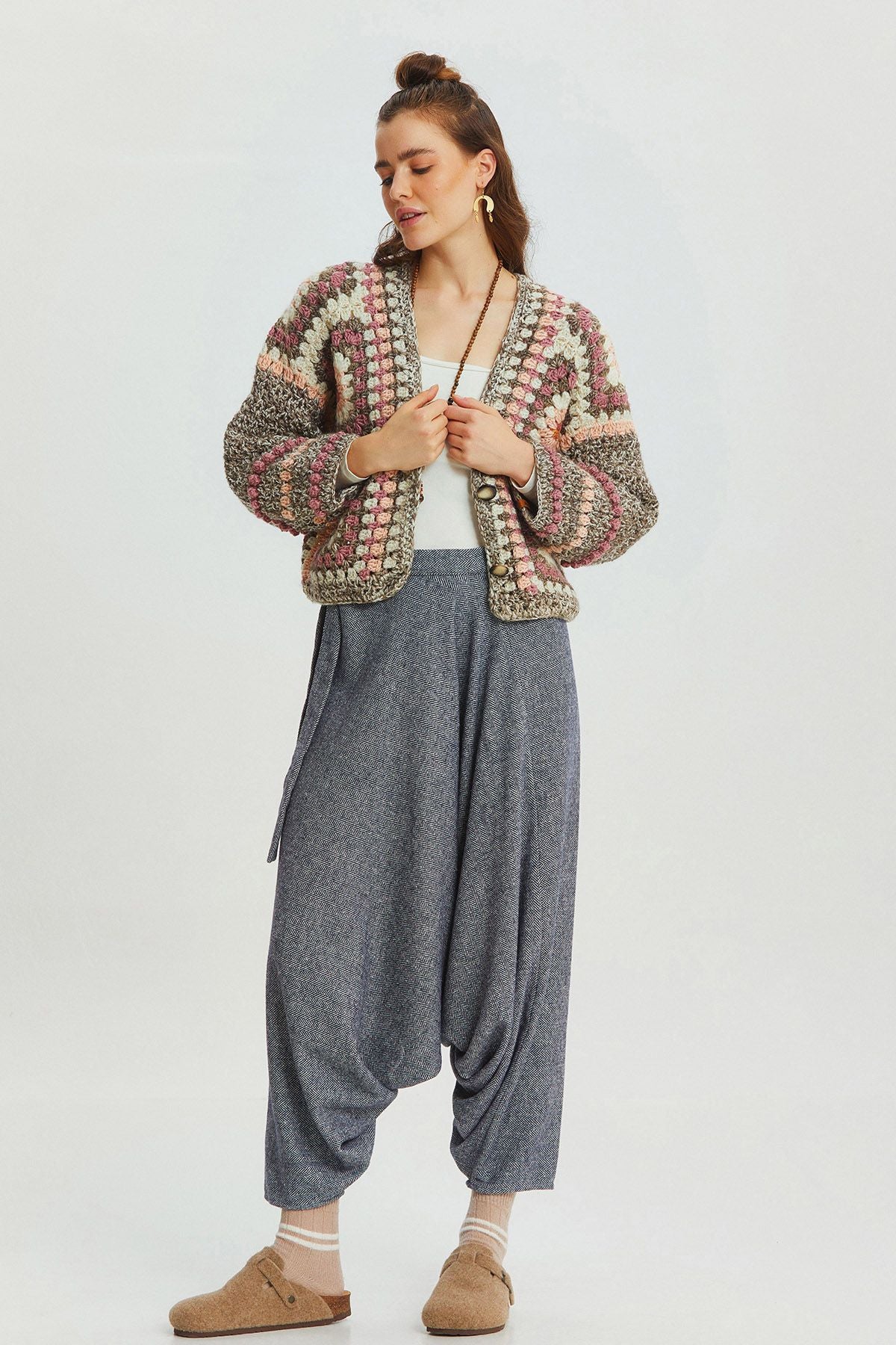 Winter Boho Harem Pants Dark Blue