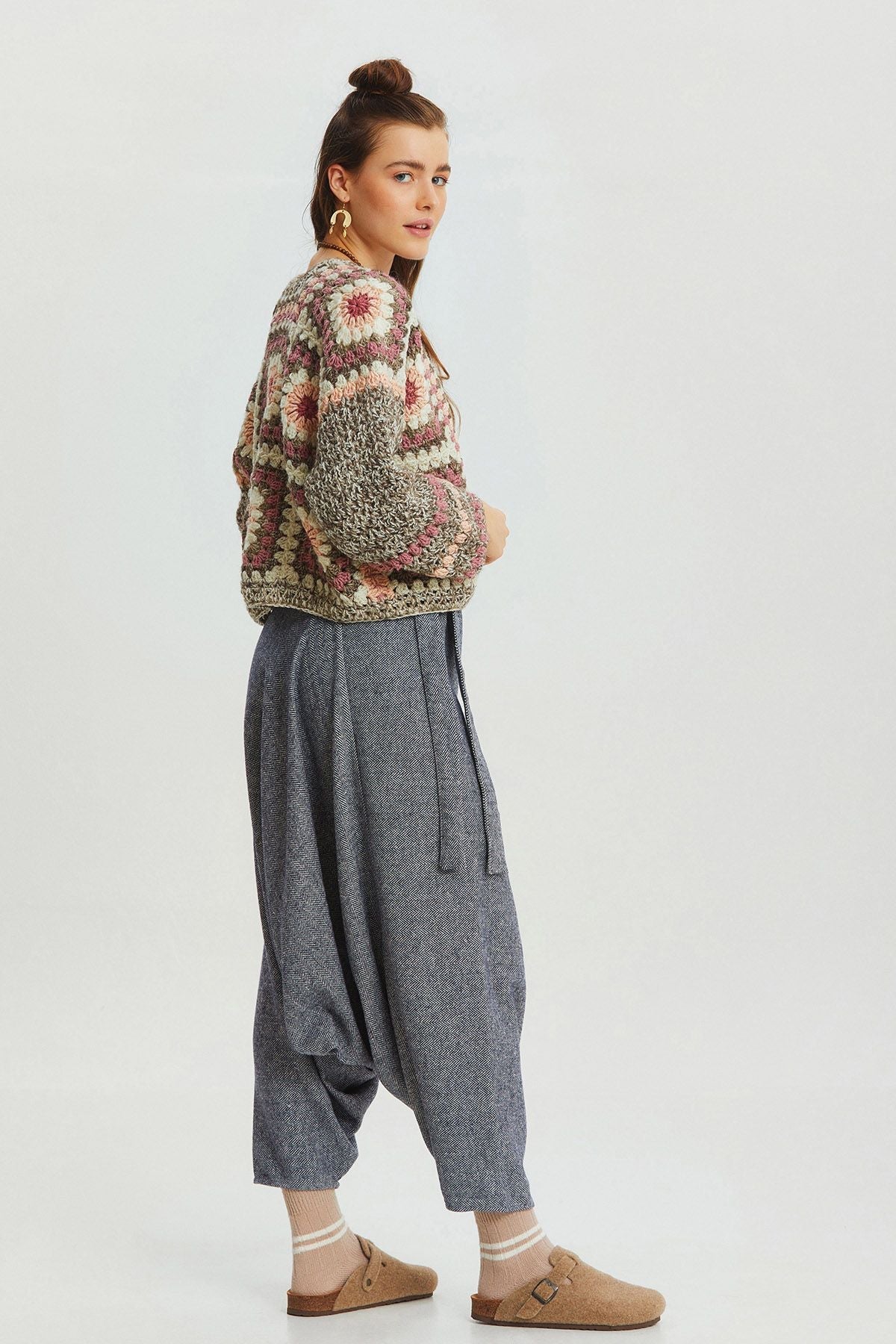 Winter Boho Harem Pants Dark Blue