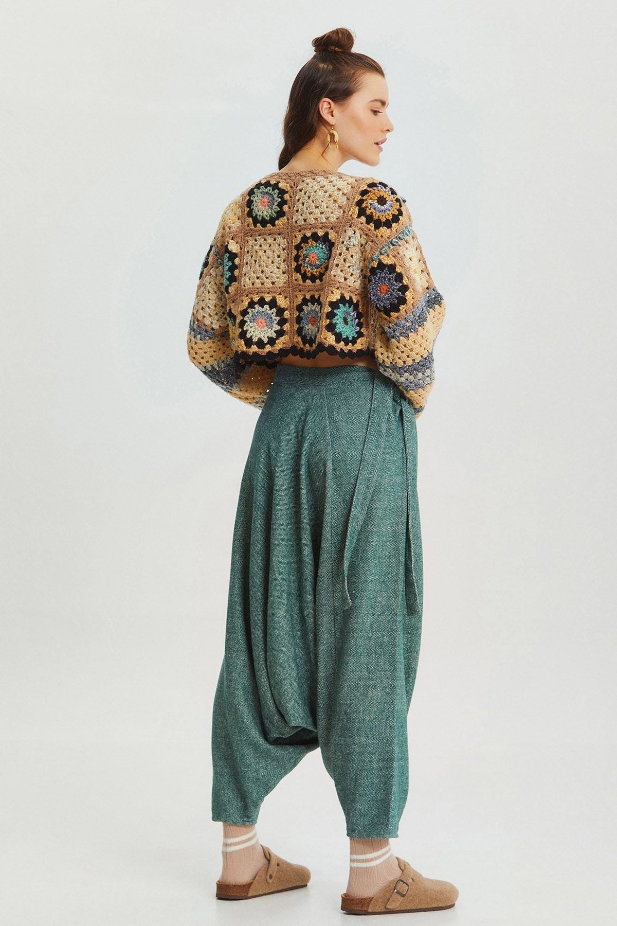 Winter Boho Harem Pants Turquoise