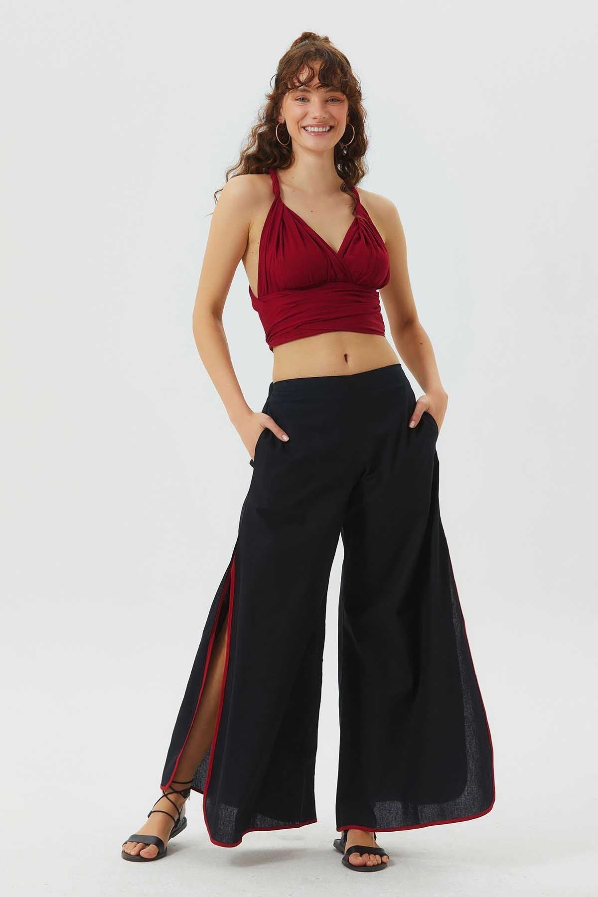 Women's Boho Hippie Palazzo Pants Black