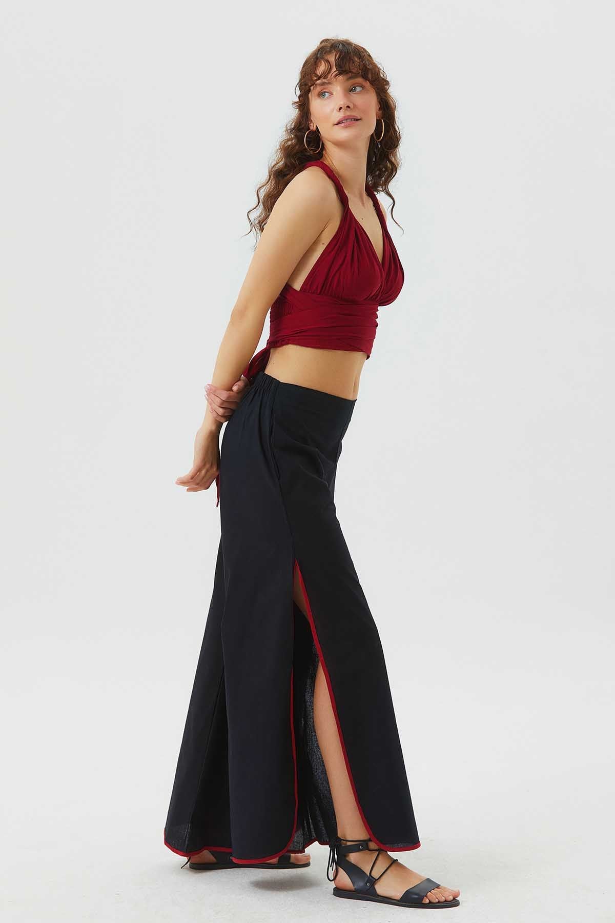 Women's Boho Hippie Palazzo Pants Black