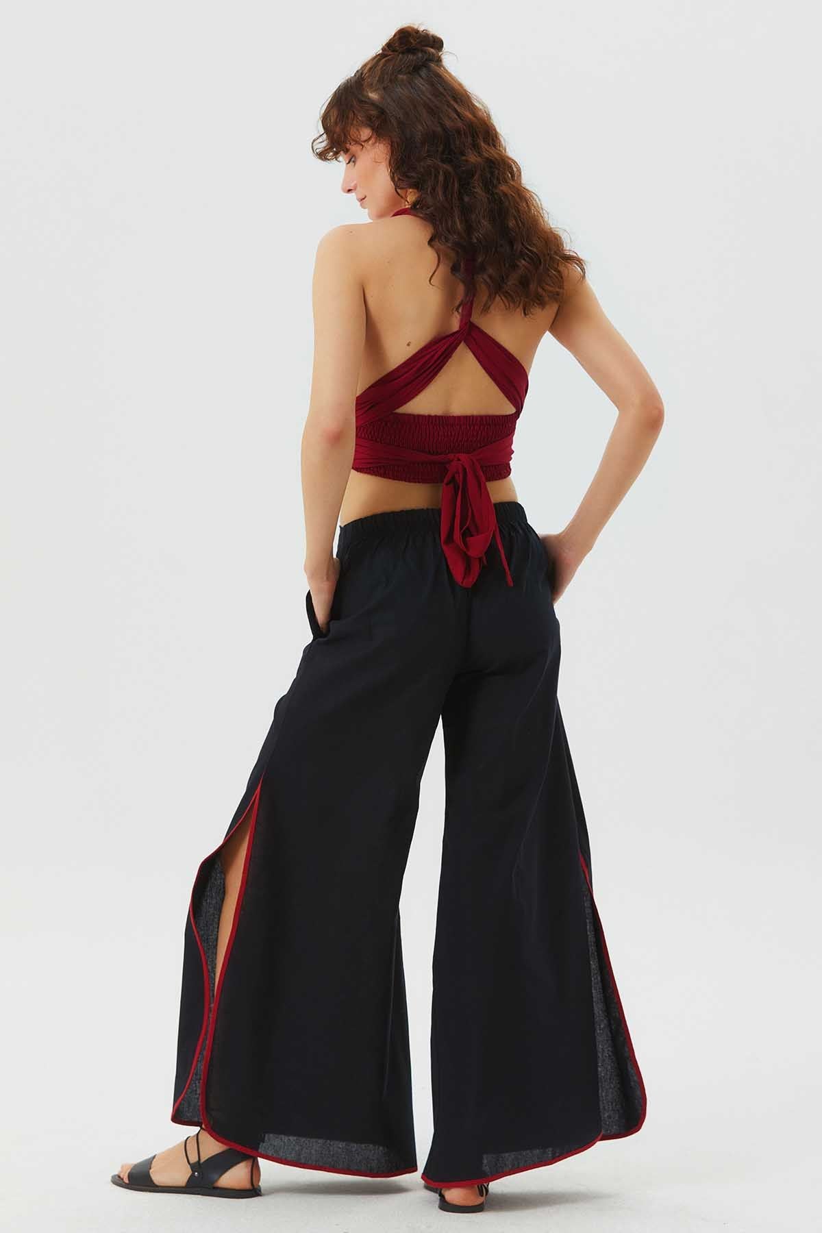 Women's Boho Hippie Palazzo Pants Black