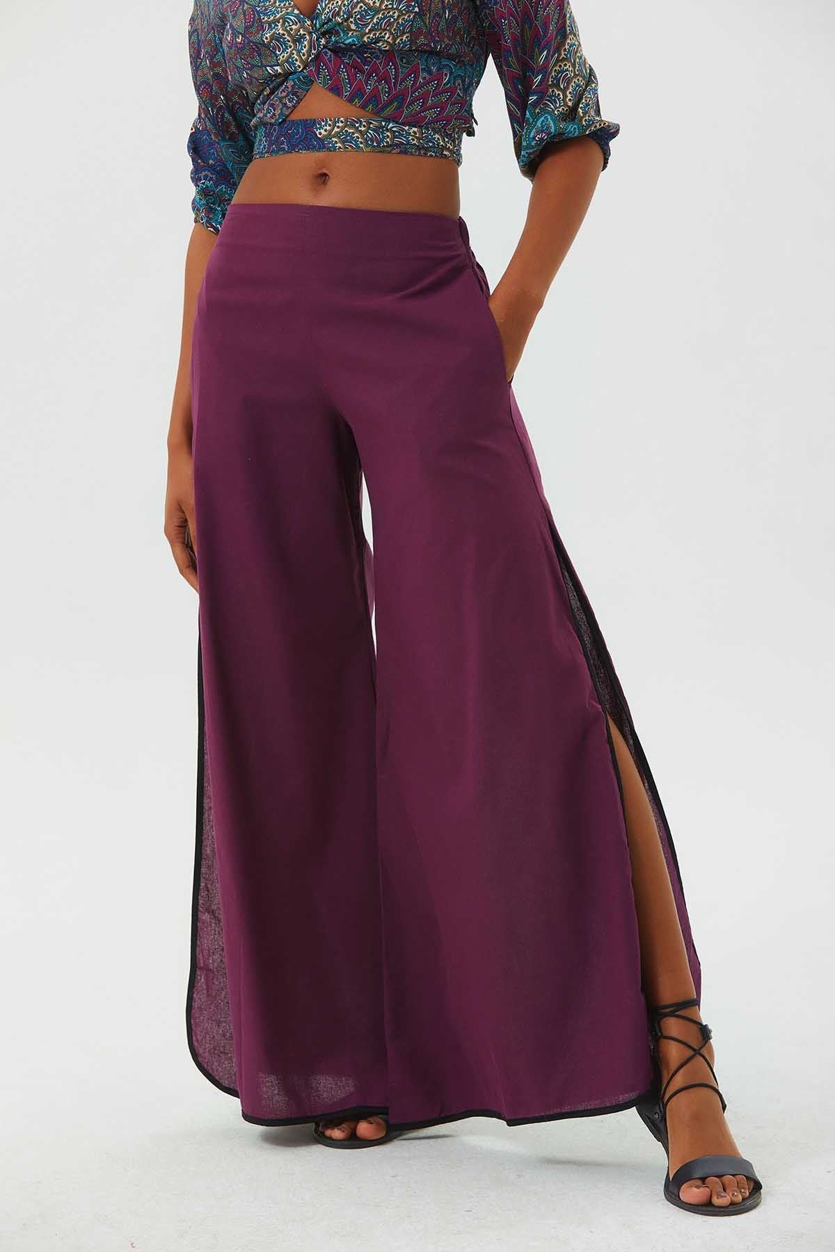 Women's Boho Hippie Palazzo Pants Purple
