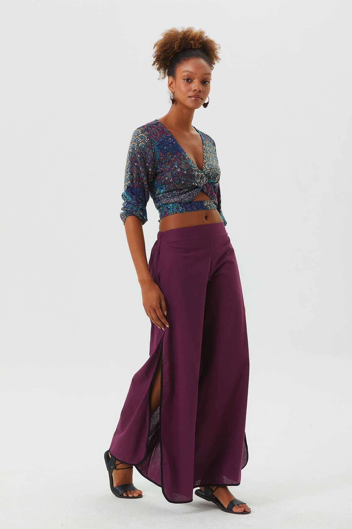 Women's Boho Hippie Palazzo Pants Purple