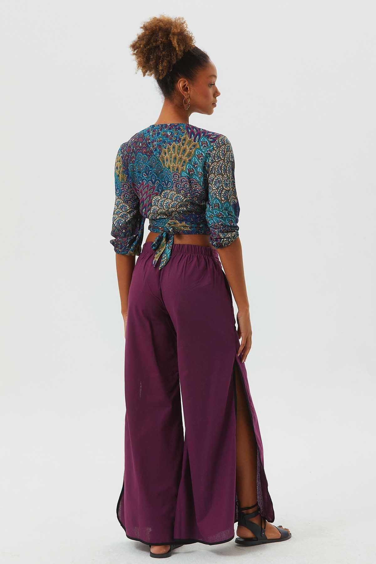 Women's Boho Hippie Palazzo Pants Purple