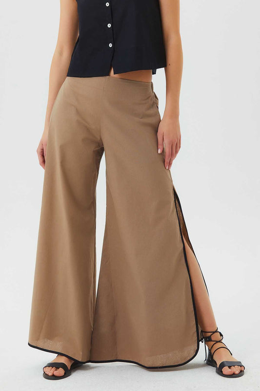 Women's Boho Hippie Palazzo Pants Beige