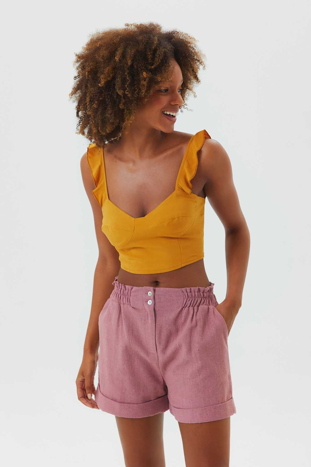 Elastic Side Cotton Women's Shorts Pink