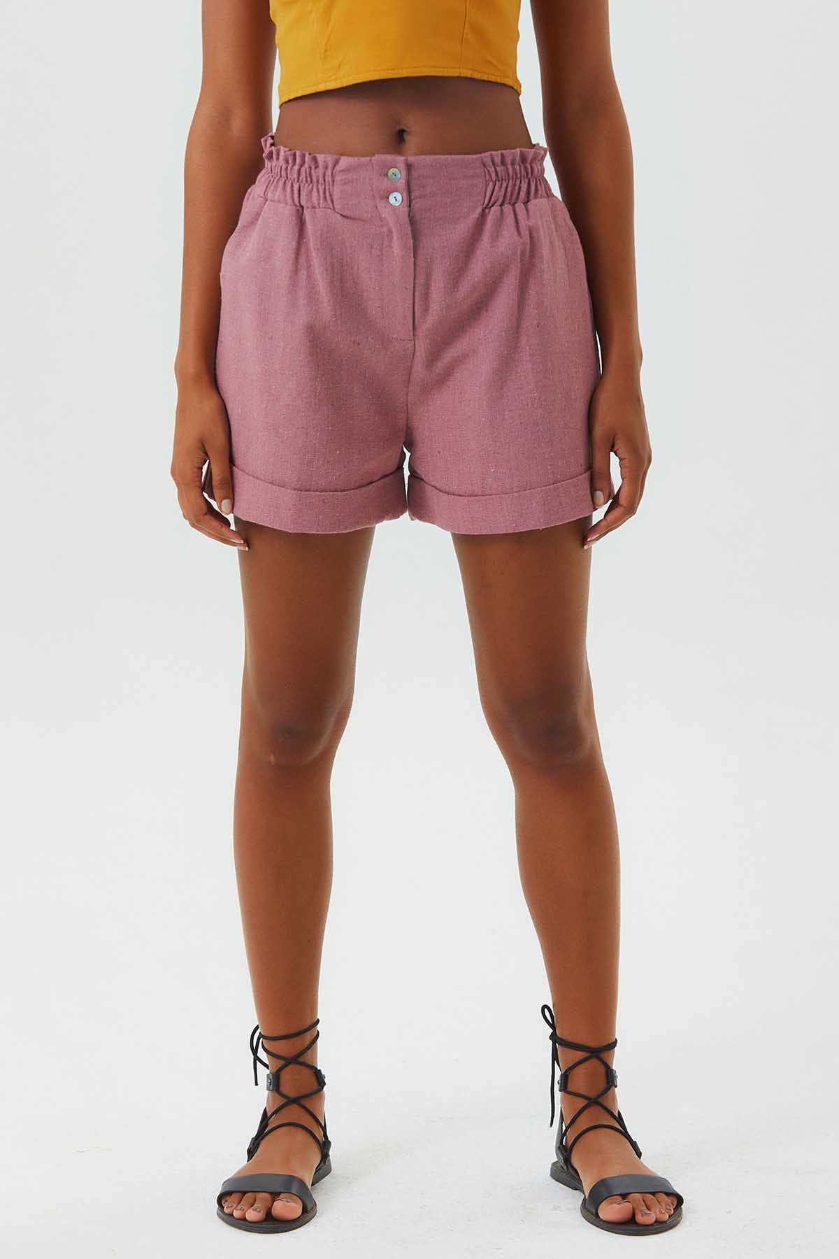 Elastic Side Cotton Women's Shorts Pink