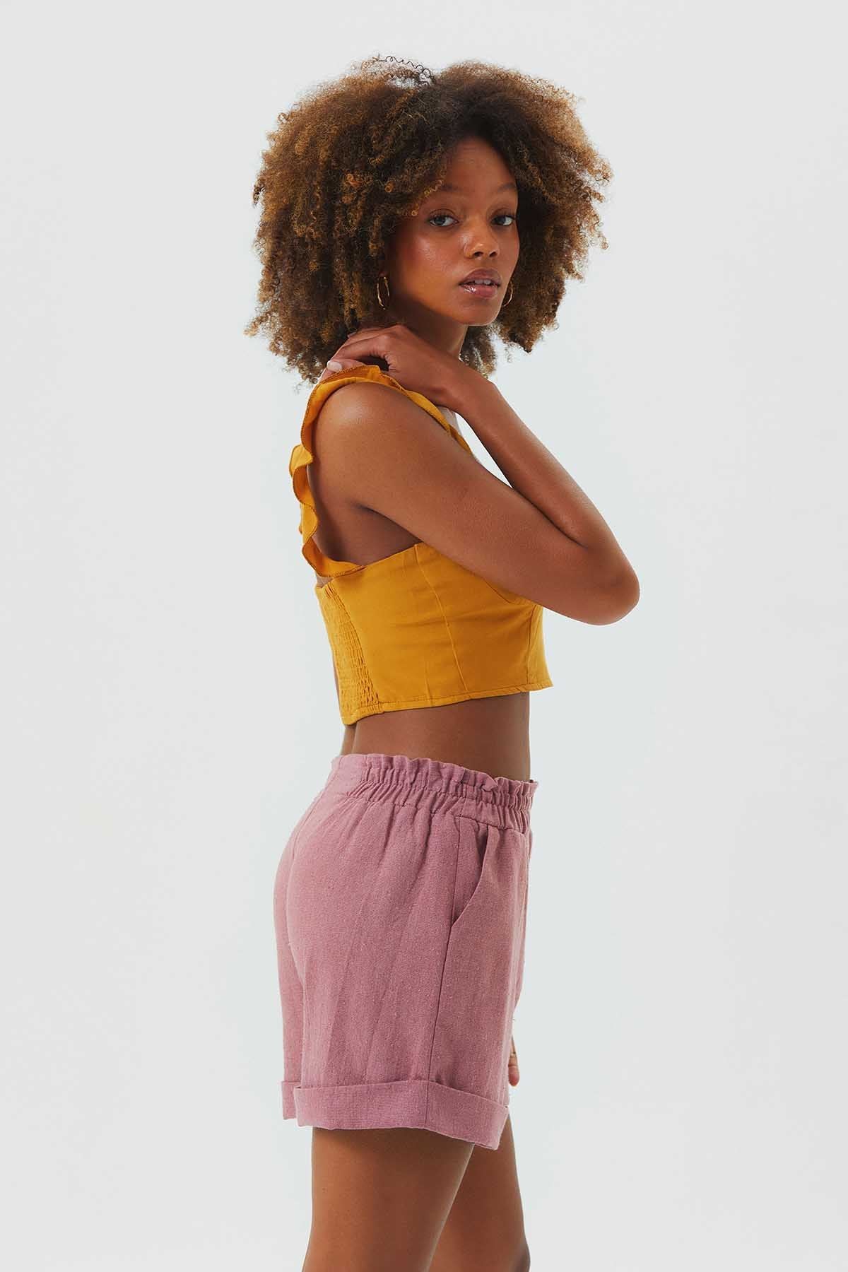 Elastic Side Cotton Women's Shorts Pink