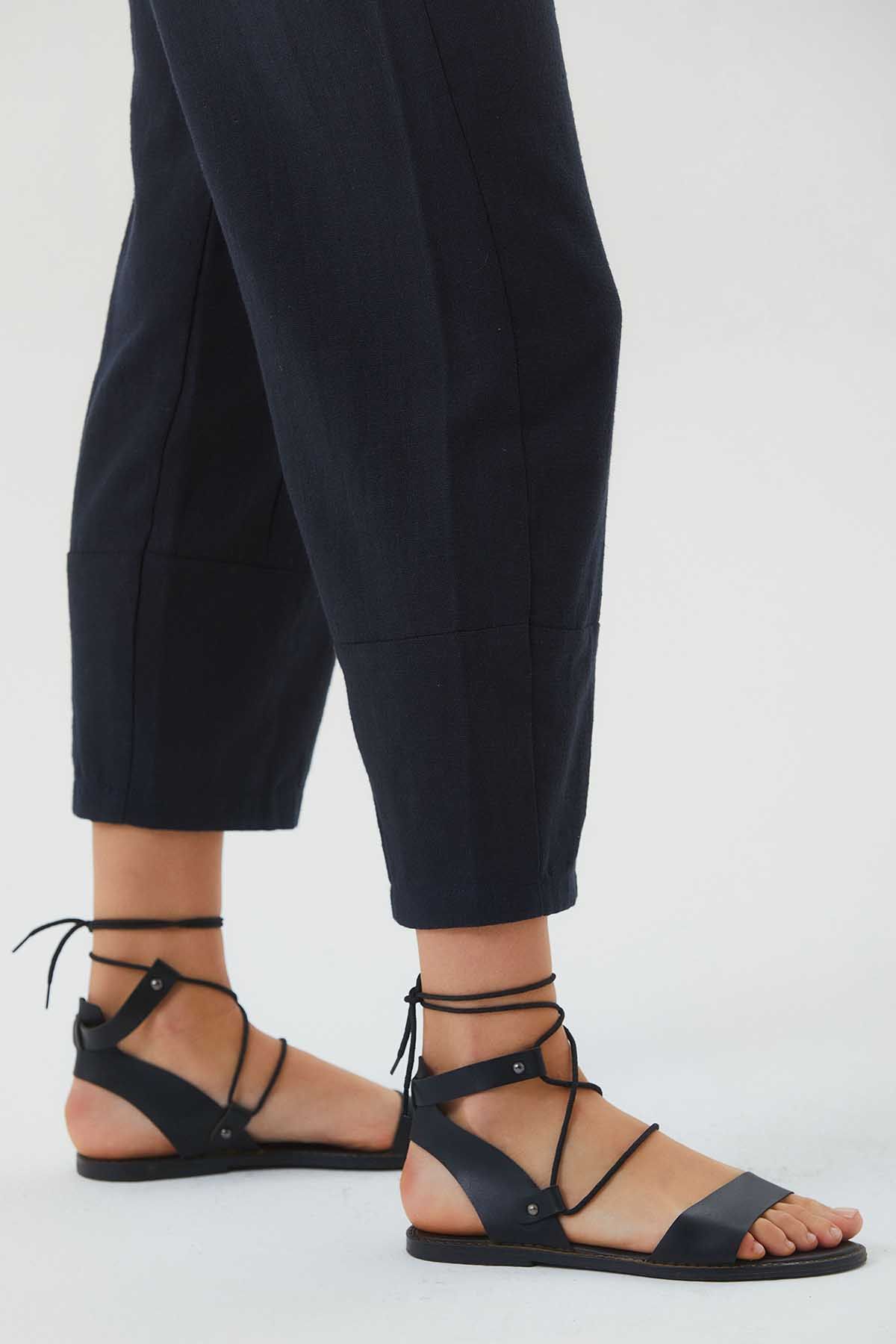 Wide Cut Single Shade Boho Women's Pants Dark Blue