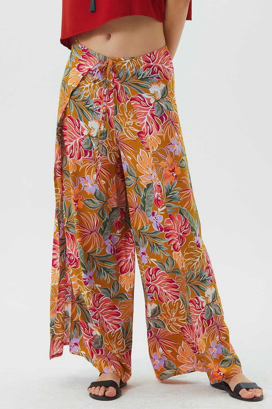 Women's Summer Tie Pants Mustard