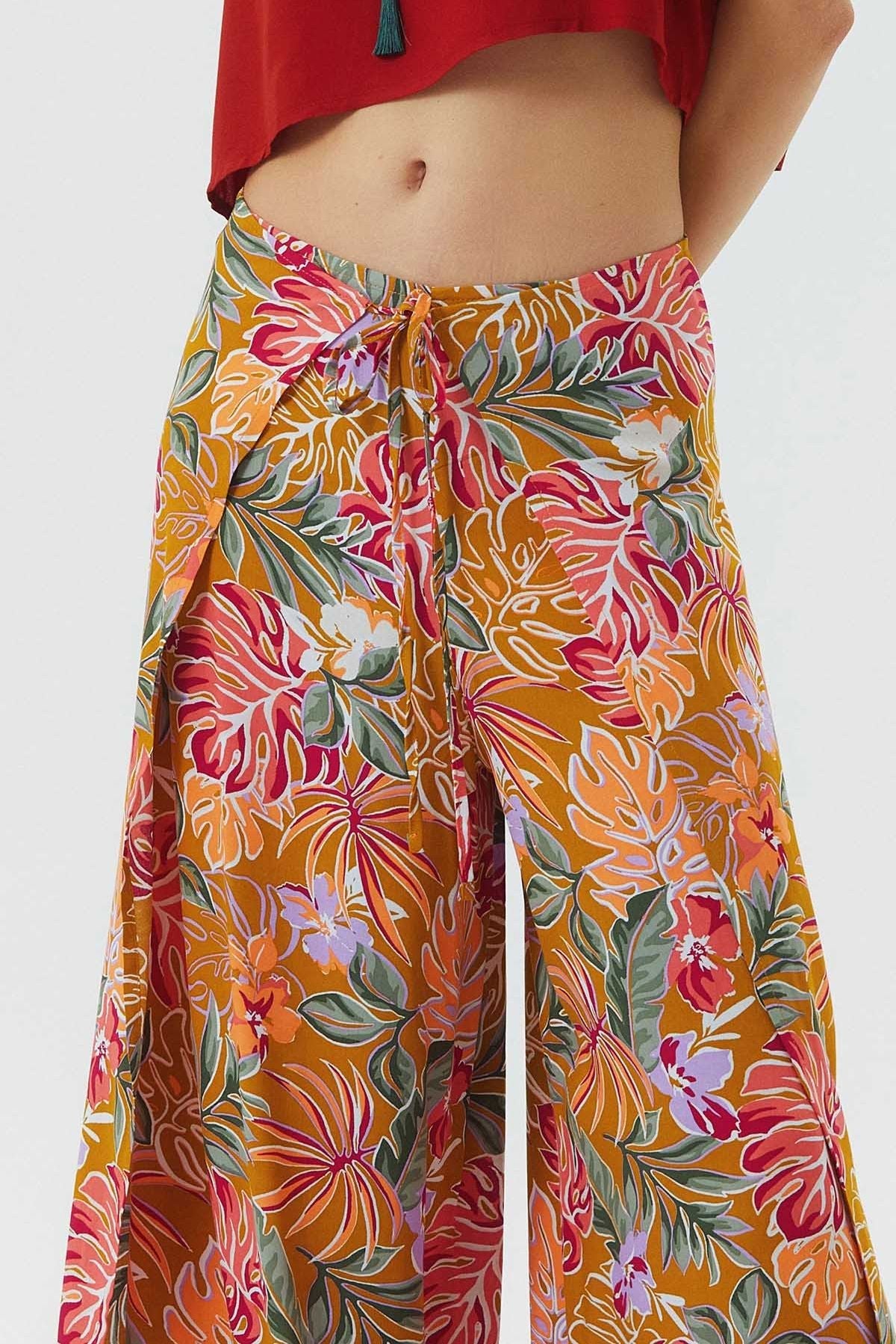 Women's Summer Tie Pants Mustard