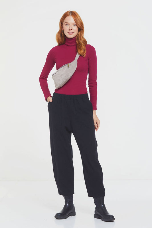 Loose Fit Women's Boho Pants with Elastic Waist Black