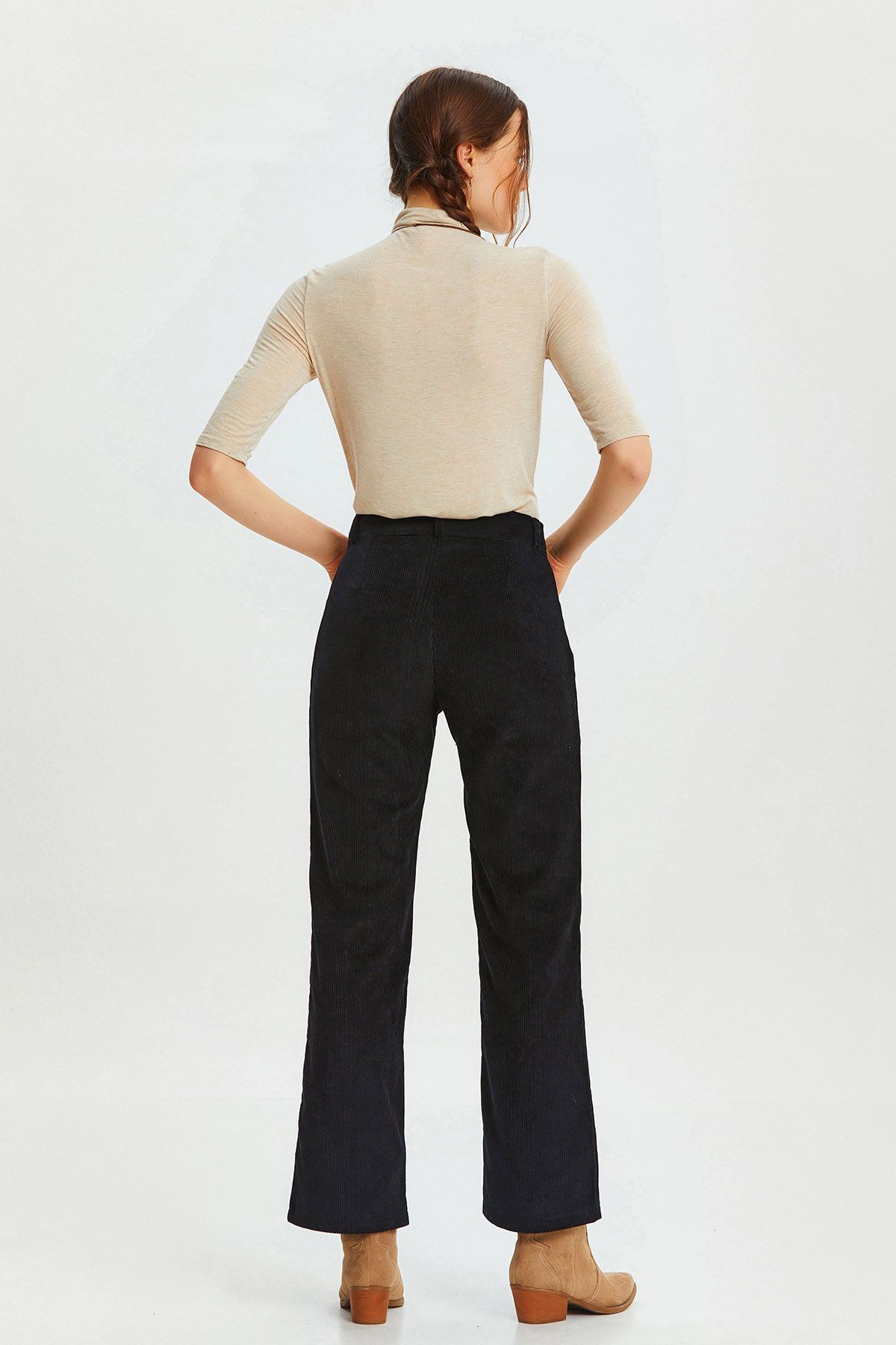 Bohemian Corduroy Women'sTrousers Black