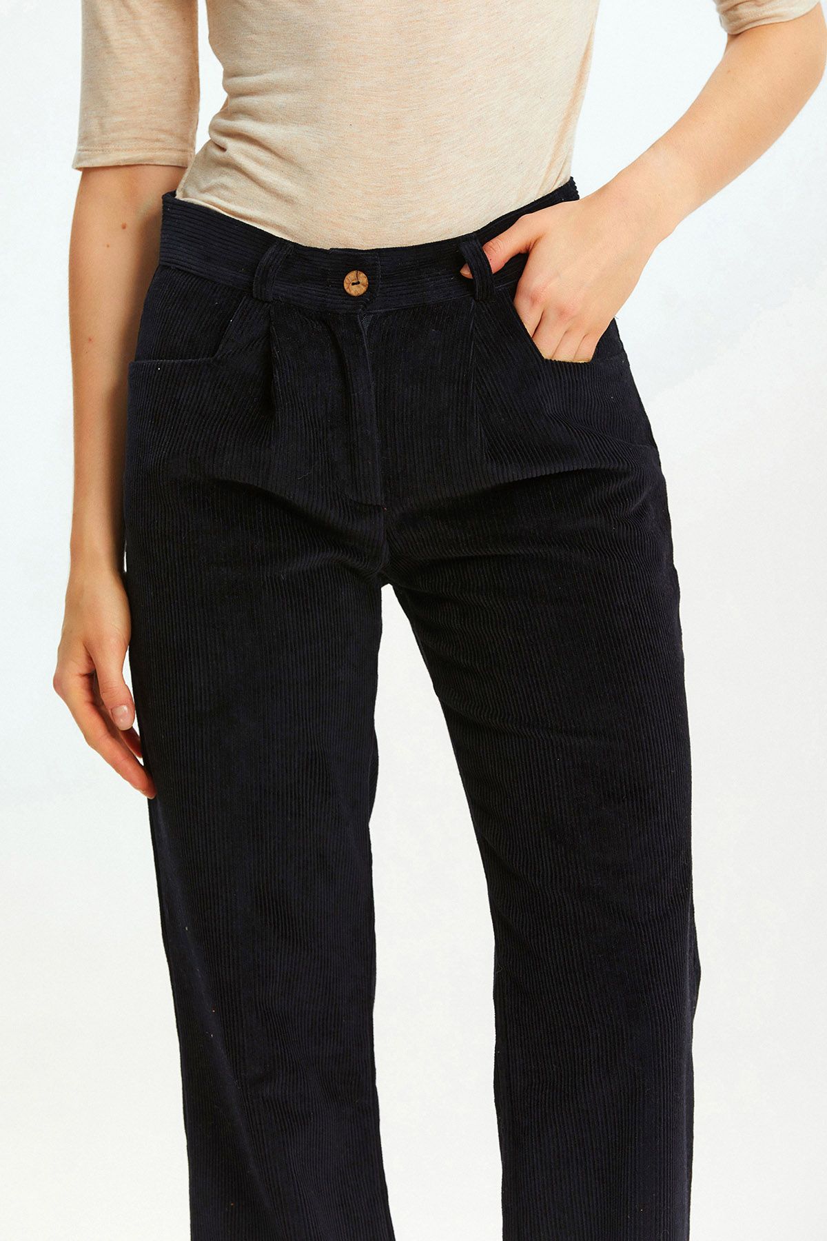 Bohemian Corduroy Women'sTrousers Black