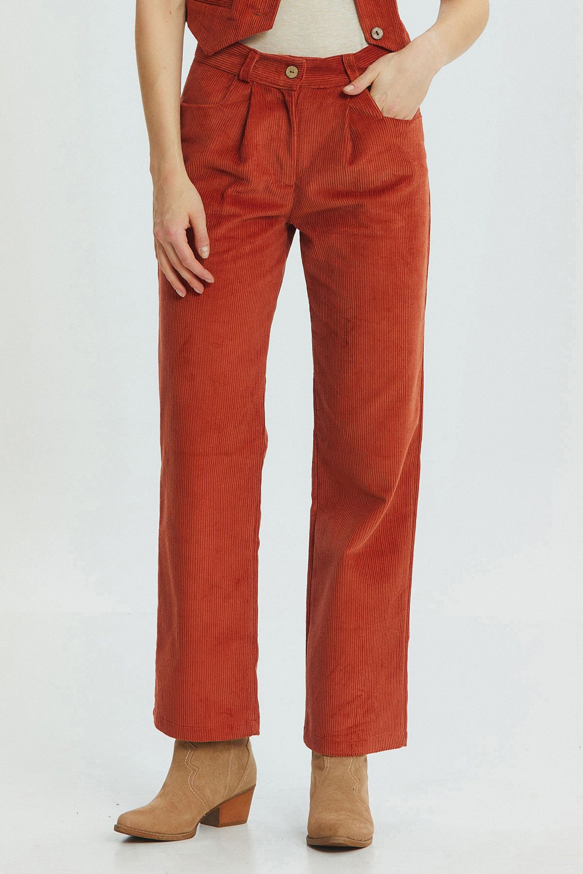Bohemian Corduroy Women'sTrousers Orange