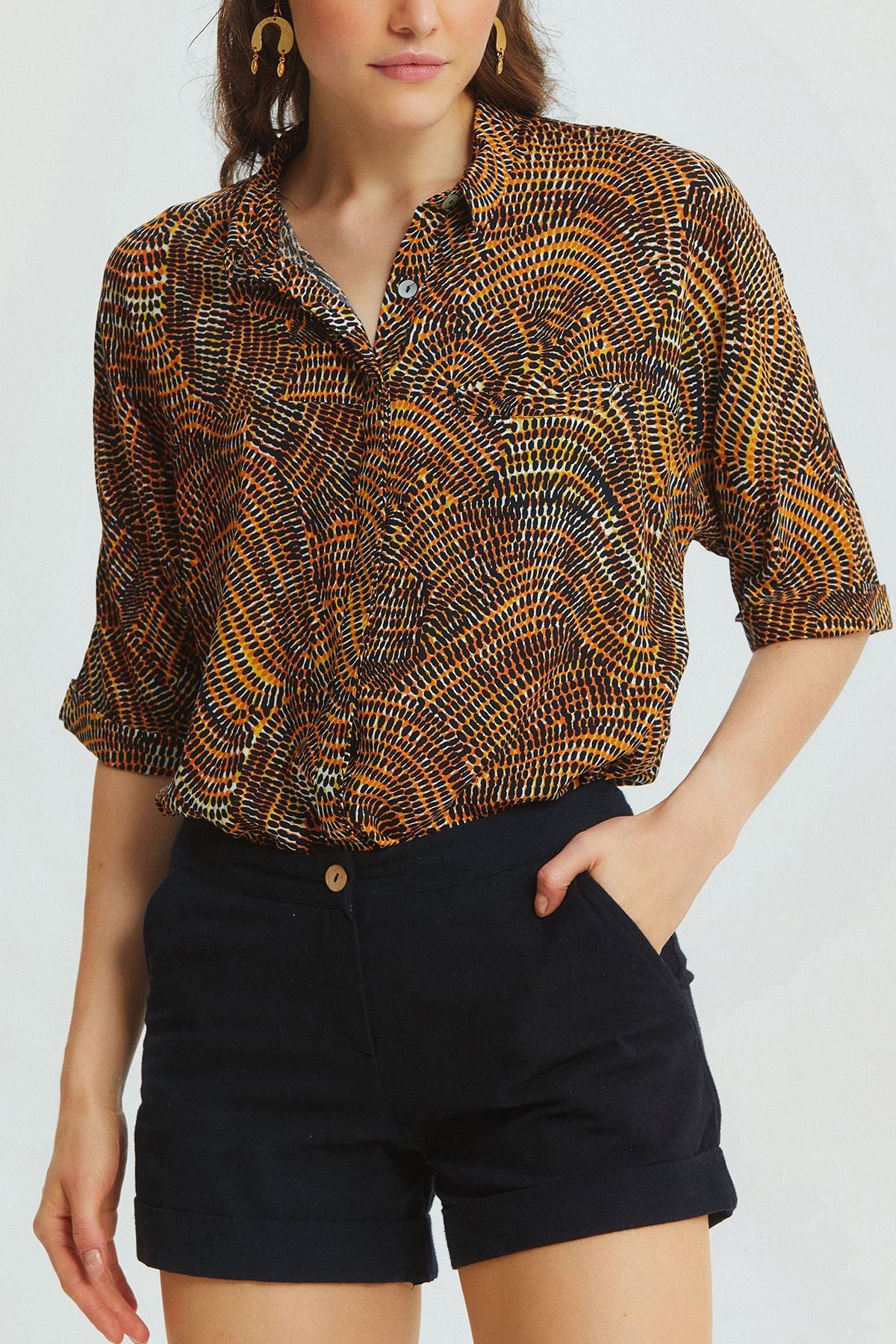 Bohemian Style Winter Cotton Shorts Black