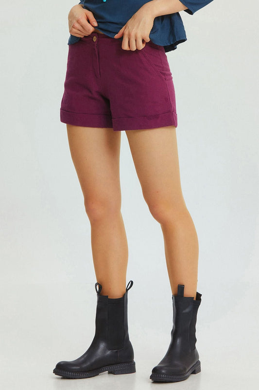 Bohemian Style Winter Cotton Shorts Purple