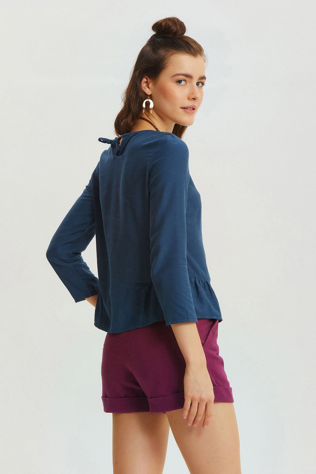 Bohemian Style Winter Cotton Shorts Purple
