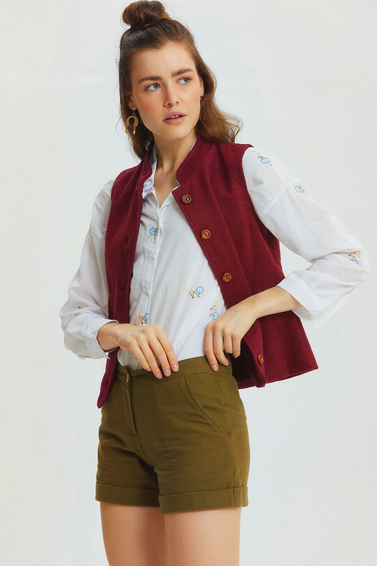 Bohemian Style Winter Cotton Shorts Khaki