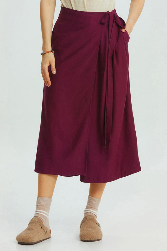 Solid Color Skirted Pants Purple