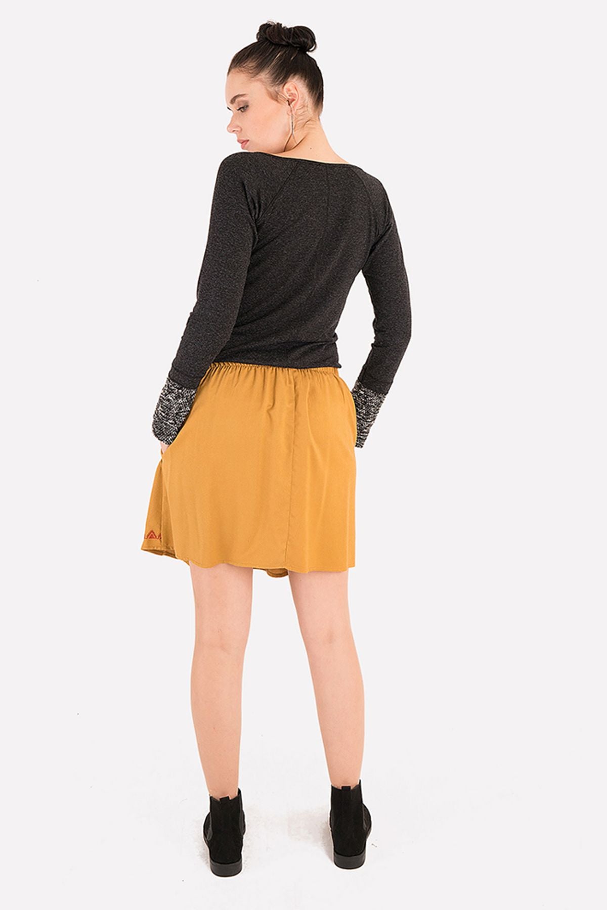 Embroidered Mini Skirt Yellow