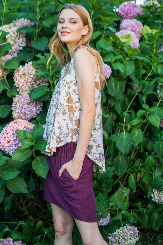 Asymmetric Mini Skirt Purple