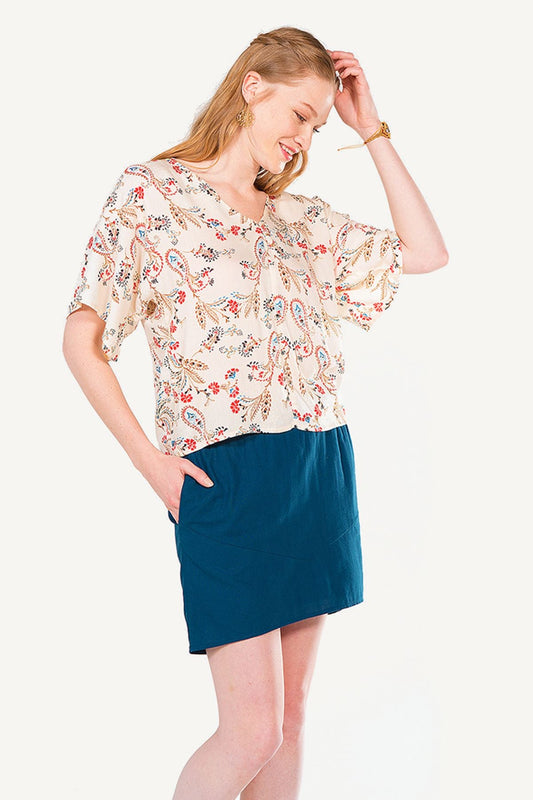 Asymmetric Mini Skirt Dark Blue