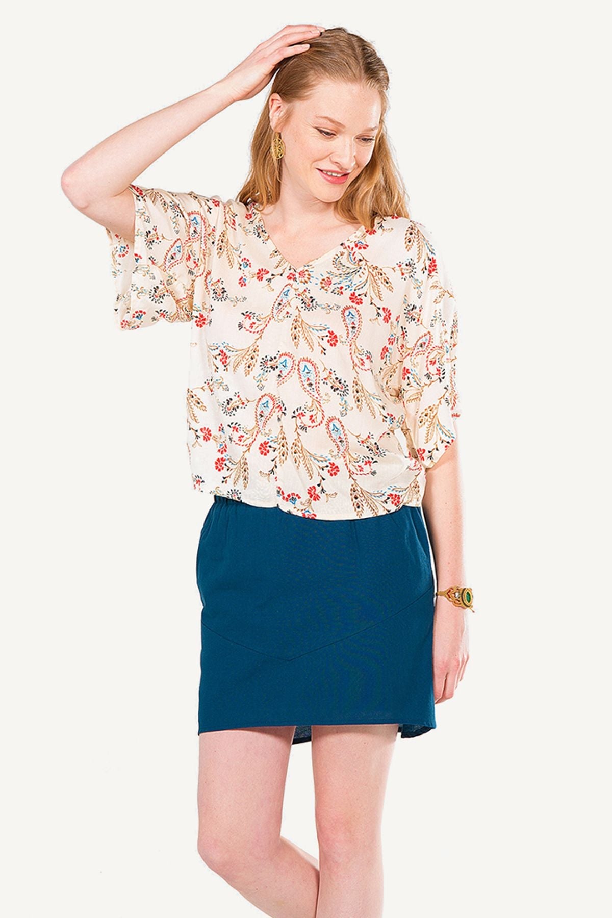 Asymmetric Mini Skirt Dark Blue