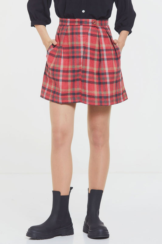 Boho Mini Winter Skirt Red