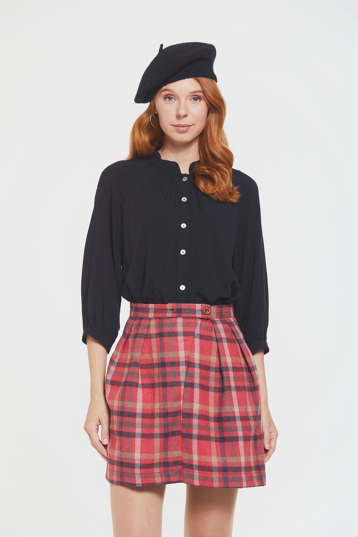 Boho Mini Winter Skirt Red