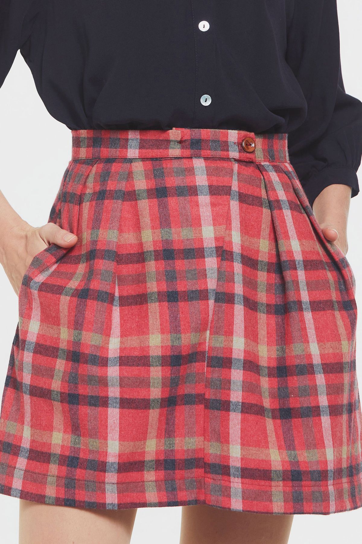 Boho Mini Winter Skirt Red