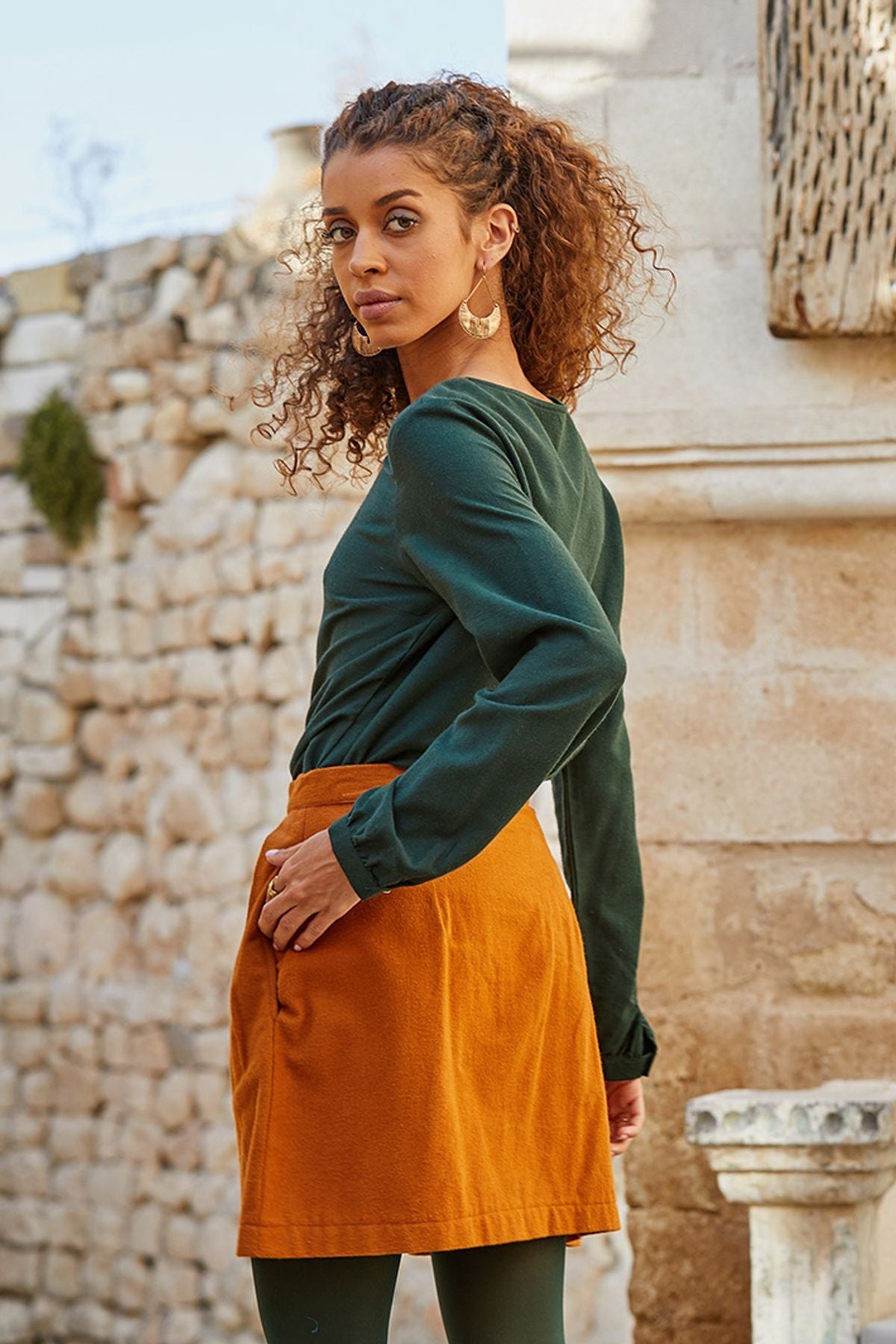 Boho Mini Winter Skirt Orange